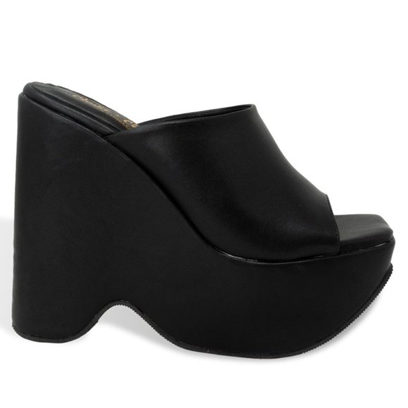 Women’s Chunky Flatform Wedge Slide Heeled Sandal - Picture 1 of 4